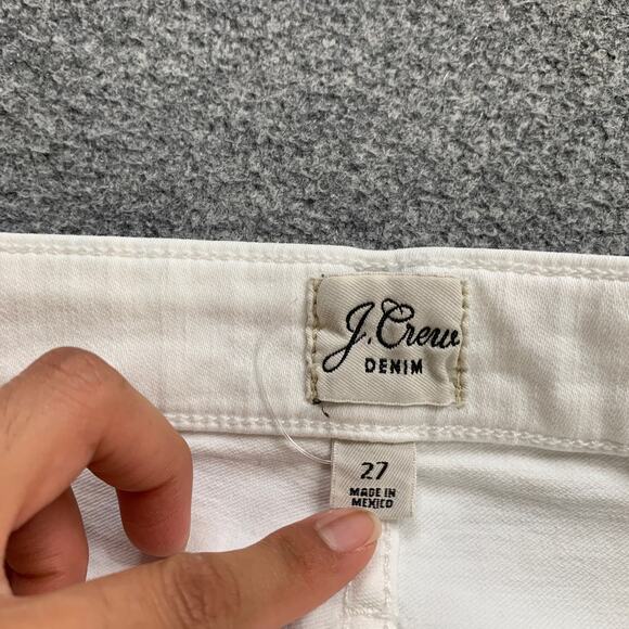 J Crew Jeans Women 27 White Denim Curvy Toothpick High Rise Super Skinny Ankle - Picture 5 of 11